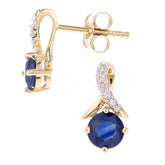 Round Diamond and 0.59ct Sapphire Twist Earrings in 9ct Yellow Gold